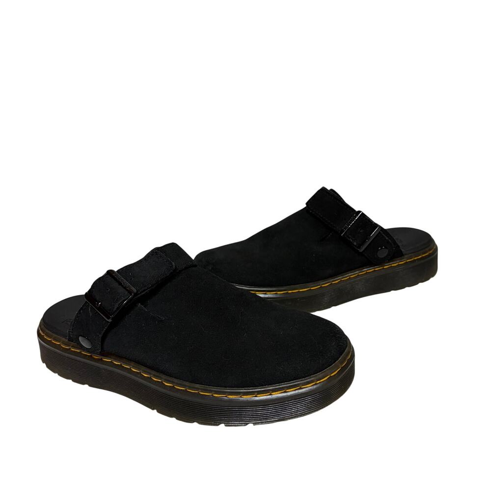 Dr. Martens Clogs Mules Carlson Black Suede Leather 1.5" Platform Comfy Casual 8